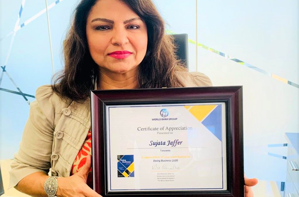 Nexia SJ Managing Partner, Sujata Jaffer receives World Bank’s Certificate of Appreciation